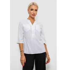 Блуза однотонна, колір білий, 230RR-96-1.