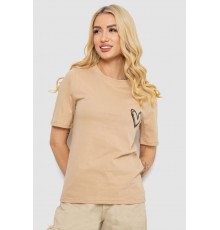 Жіноча футболка з принтом, колір бежевий, 241R128