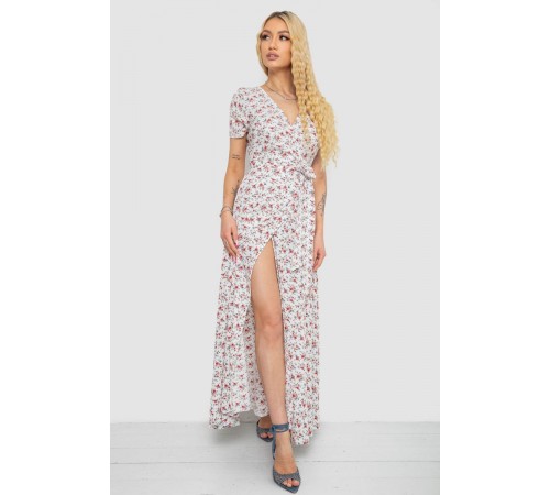 Сарафан на запах софт, колір біло-червоний, 241R173