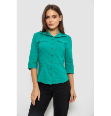 Рубашка женская однотонная, цвет зеленый, 230R068-5