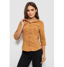 Рубашка женская однотонная, цвет коричневый, 230R068-5