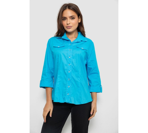 Рубашка женская однотонная, цвет голубой, 230R068-7