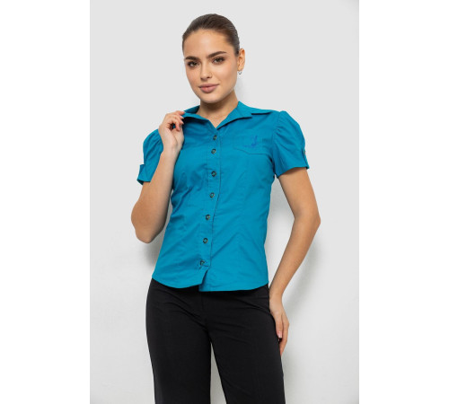 Рубашка женская однотонная, цвет бирюзовый, 230R070