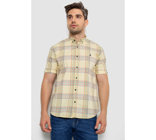 Рубашка мужская в клетку, цвет желтый, 214R244564