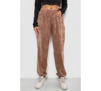 Спортивные штаны женские велюровые, цвет бежевый, 238R58646