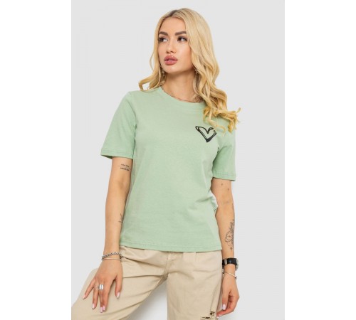 Жіноча футболка з принтом, колір оливковий, 241R128