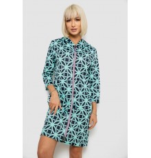 Халат жіночий на блискавці з принтом, колір м'ятний, 257R1027