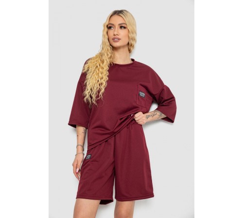 Костюм жіночий однотонний, колір бордовий, 238R116