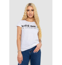 Футболка жіноча з патріотичним принтом, колір білий, 244R2213-1.