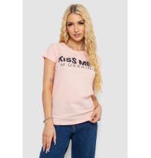 Футболка жіноча з патріотичним принтом, колір персиковий, 244R2213-1.