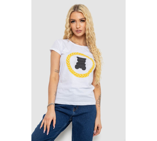 Футболка женская с принтом, цвет белый, 244R2216