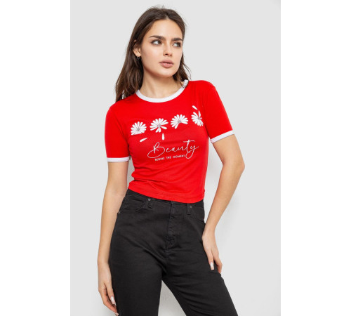 Футболка-топ женская с принтом, цвет красный, 244R604