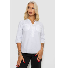 Блуза однотонна, колір білий, 230R96-13.