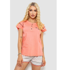 Жіноча піжама з принтом, колір персиковий, 243R0004-P5