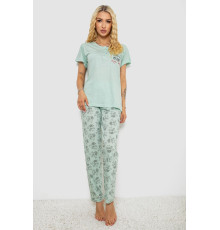 Жіноча піжама з принтом, колір м'ятний, 243R10200