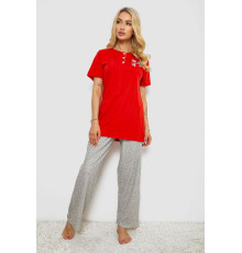 Жіноча піжама з принтом, колір червоний, 243R10366