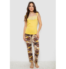 Жіноча піжама з принтом, колір жовтий, 243R1484-029