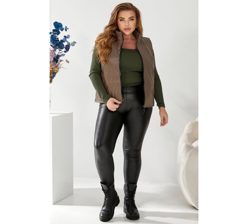 Жилет жіночий демісезонний екошкіра, колір коричневий, 257R65