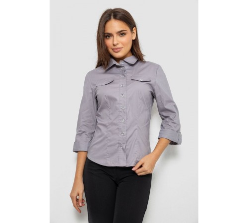 Рубашка женская однотонная, цвет серый, 230R068-7