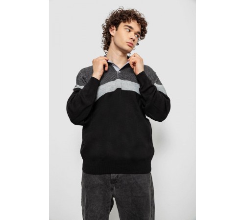 Светр-обманка чоловічий, колір чорно-сірий, 161R913