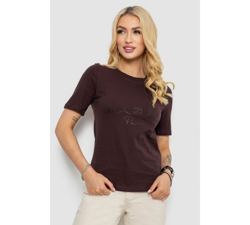 Футболка женская с принтом, цвет шоколадный, 241R132