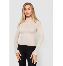 Водолазка жіноча в рубчик, колір світло-бежевий, 214R91306