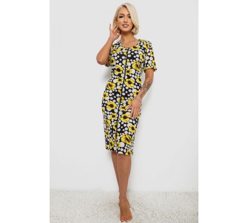 Халат жіночий на блискавці з принтом, колір жовтий, 257R1030-2