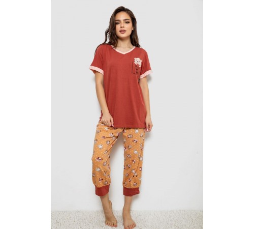 Піжама жіноча, колір теракотовий, 243R1602-017