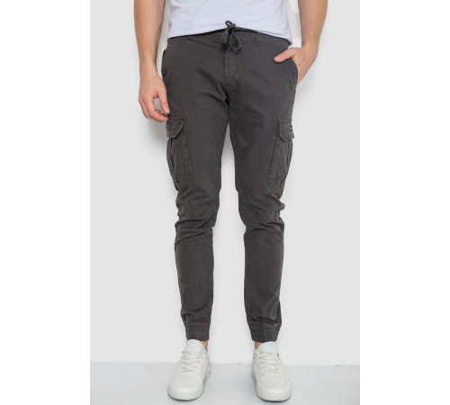 Брюки карго чоловічі на резинці, колір темно-сірий, 244R1643