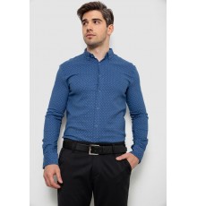 Сорочка чоловіча з принтом, колір джинс, 214R7365