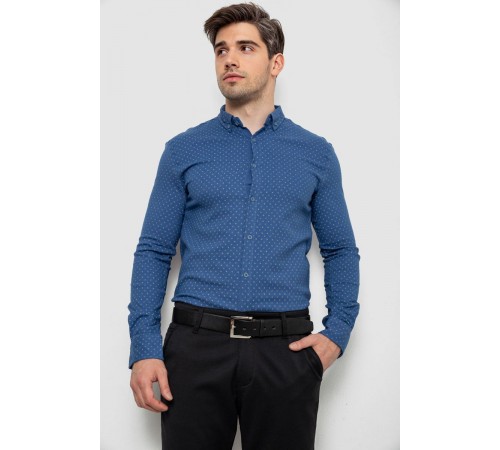 Сорочка чоловіча з принтом, колір джинс, 214R7365