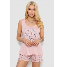 Піжама жіноча з принтом, колір рожевий, 243R5784