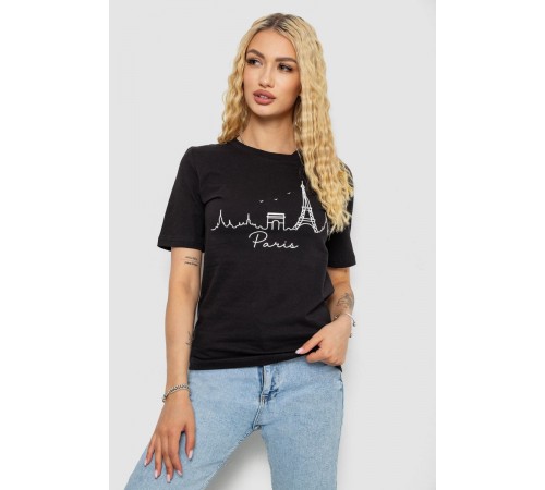 Футболка женская с принтом, цвет черный, 241R132