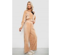 Спортивный костюм женский велюровый, цвет бежевый, 257R4125