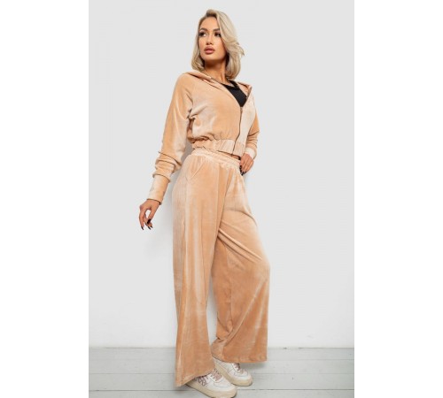 Спортивний костюм жіночий велюровий, колір бежевий, 257R4125