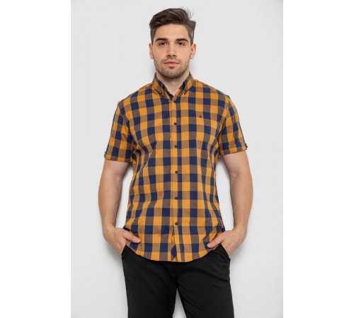 Сорочка чоловіча в клітку, колір коричневий, 214R834