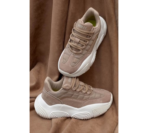 Кроссовки женские, цвет бежево-белый, 248RCX1250