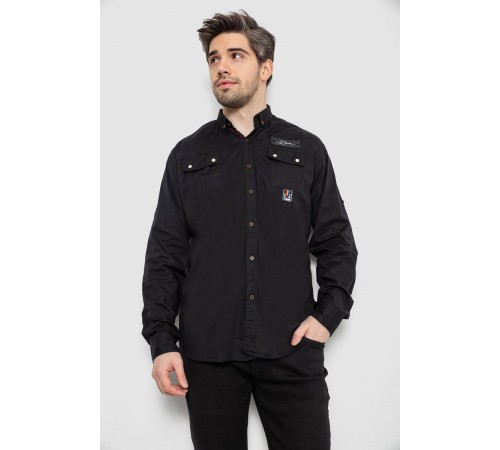 Сорочка чоловіча, колір чорний, 186R01-1