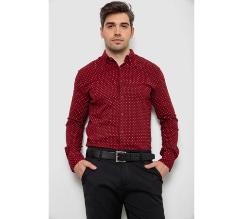 Сорочка чоловіча з принтом, колір бордовий, 214R7365