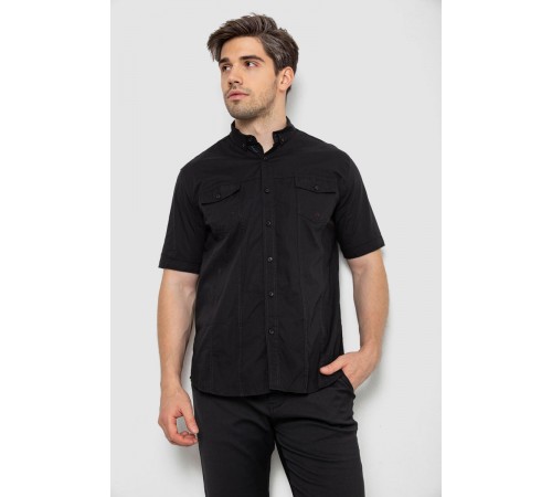 Сорочка чоловіча однотонна, колір чорний, 214R6917-2