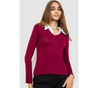 Жіночий лонгслів з коміром, колір бордовий, 186R308