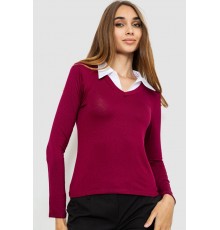 Жіночий лонгслів з коміром, колір бордовий, 186R308