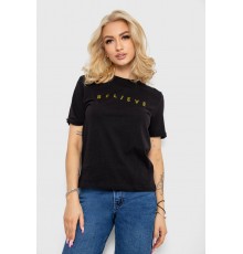 Футболка женская с принтом, цвет черно-золотистый, 238R57376 Футболка женская с принтом, цвет черно-золотистый, 238R57376