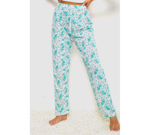 Штаны женские домашние, цвет молочно-бирюзовый, 238R57854