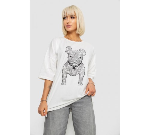 Футболка женская с принтом, цвет молочный, 244R3008