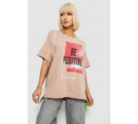 Футболка женская с принтом, цвет бежевый, 244R4011