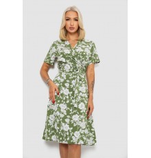Сукня софт на запах із принтом, колір оливковий, 230R0107