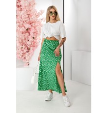 Спідниця софт із квітковим принтом, колір зелений, 257R11