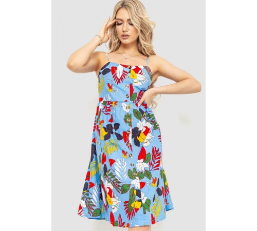 Жіночий сарафан з квітковим принтом, колір блакитний, 221R1932-4