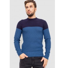 Светр чоловічий двокольоровий, колір синій, 161R1205